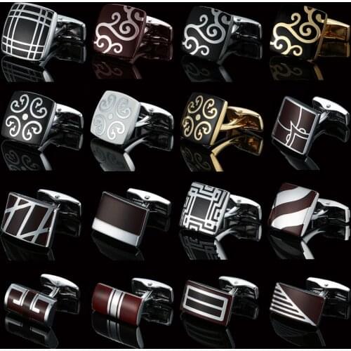 High quality French Cufflinks Mens classic Hand coloring red black Enamel Button Gold and silvery clothing accessories jewelry