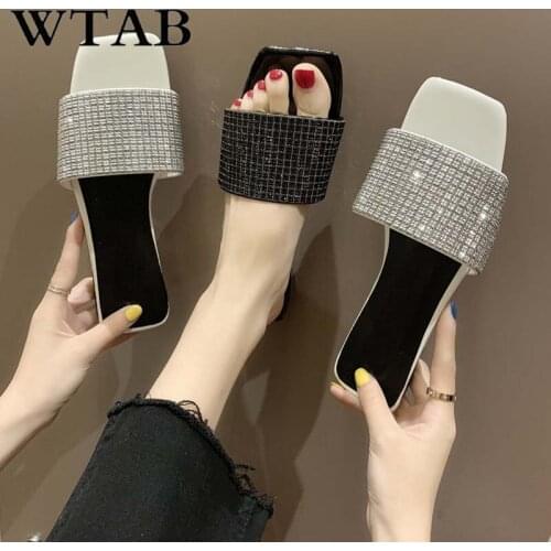 WTAB New Arrival summer women shoes 2019 fashion crystal slides women slippers Anti-slip Beach Sandals Zapatos pantuflas shoes