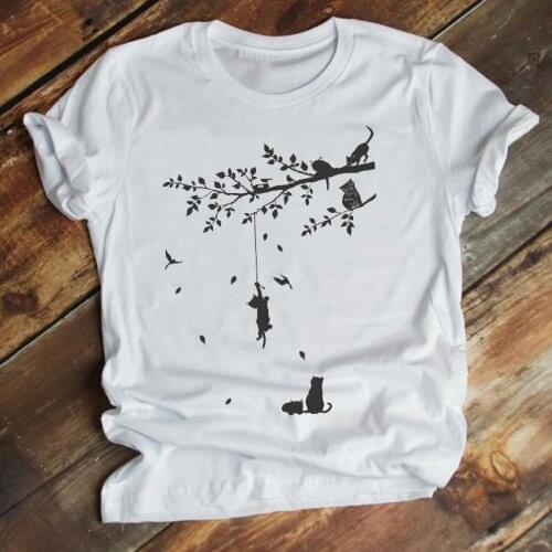 Women Clothing New Cat Pet Animal Short Sleeve Fashion Trend Cartoon Summer Clothes Print Tshirt Female Tee Top Graphic T-shirt