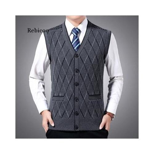 Winter Mens Sleeveless Vests Warm Jumper Knitted Waistcoats Casual Men Slim Fit Pullovers Sweater Vest Jackets Clothing