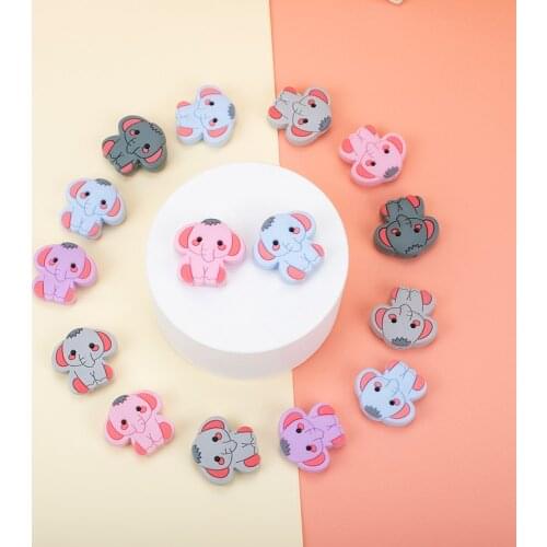 Sunrony 10pcs BPA Free Elephant Baby Teething Beads Cute Silicone Beads For Food Grade Infant Nursing Teether Toy Accessories