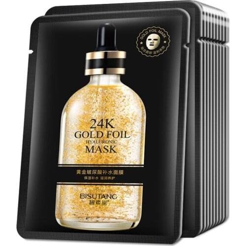 24K Gold Facial Mask Hyaluronic Acid Mask Moisturizing Hydrating Anti-Aging Depth Replenishment Skin Care