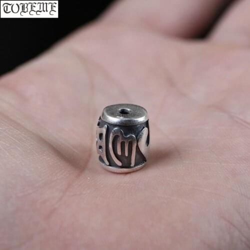 100% 999 Silver Tibetan Jewelry Beads Pure Silver Tibetan Six Words Beads Buddhist OM Loose Beads DIY Jewelry Findings