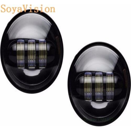 2Pcs Black 4 1/2" Fog Led for Harley Motorcycle Lamp 4.5 inch LED auxiliary light Fog lamp running light