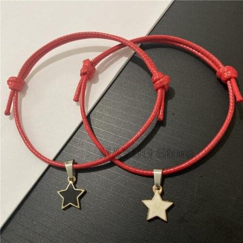 2pcs/Set Fashion Couple Bracelets White Rope Stars Bracelet for Women and Men Paired Bracelets Gifts for Lovers friend