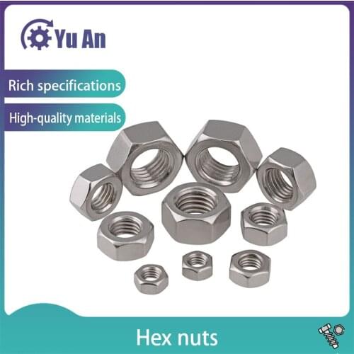 304 Stainless Steel Coarse Thread American Hexagon Nut UNC Hex Nut 4#-40 -- 3/4-10 5Pcs