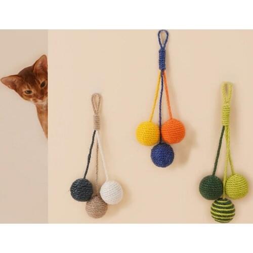 55% Dropshipping!!Pet Toy with Hanging Rope Bite Resistant Sisal Cats Rope Ball Toy for Pet Supplies