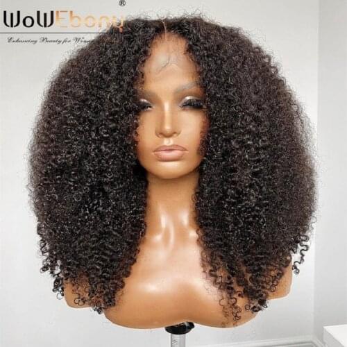 Afro kinky curly lace frontal wig 250 density lace wig 13x4 T part wig brazilian curly human hair wig remy 4b4c curly for women