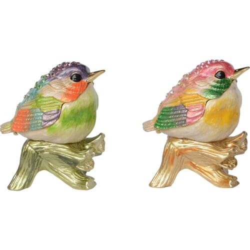 Bejeweled Robin Bird Trinket Box Jewelry Organizers Necklace Holder Creative Bird Gift