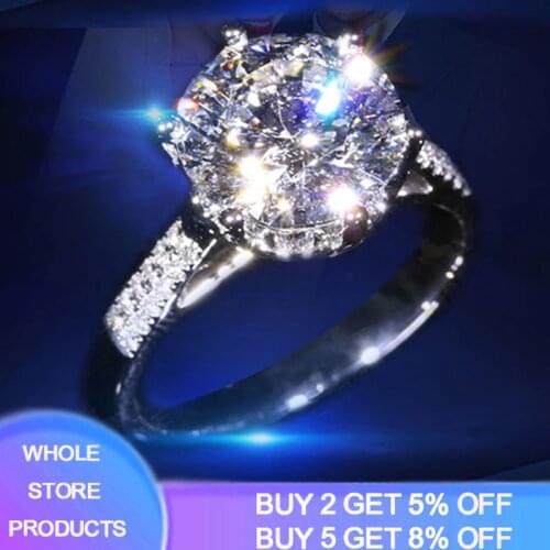 Lose money promotion 100% real 925 sterling silver 3ct zirconia diamond anti-allergy ladies wedding rings fine jewelry gift J039