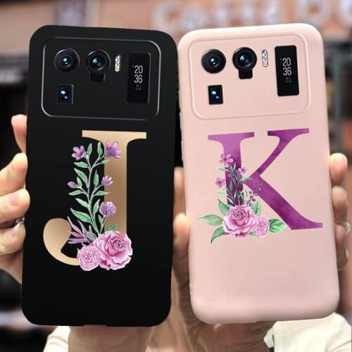 For Xiaomi Mi 11 Ultra Case Soft Silicon Luxury Flower 26 Letters Back Cover For Xiaomi 11 Ultra 11Ultra Phone Cases Mi 11 Ultra