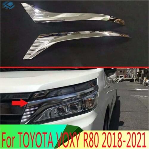 For TOYOTA VOXY R80 2018 2019 ABS Chrome Front Head Light Headlight Lamp Cover Trim Molding Frame