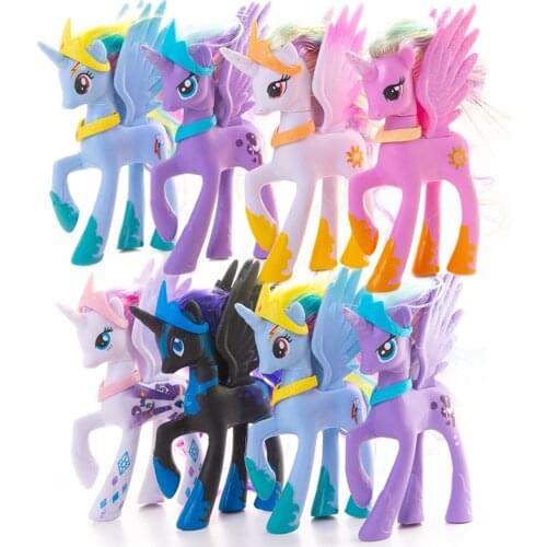 13.5cm High Anime Cartoon Toy Rainbow Unicorn Horse Comb Hairpin Action Figure Model Plush Doll Children Xmas Gift