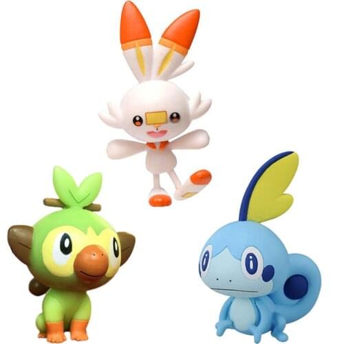 4cm Anime Figures Sword and Shield Sobble Scorbunny Grookey pokemones Action Figure Dolls Toys Collection Kids Gifts