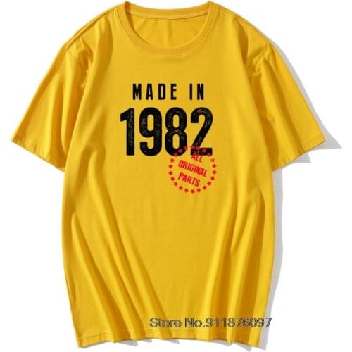 Made in 1982 All Original Parts Tshirt Cool 39th Birthday Cotton Retro TShirts Man Vintage Graphic Boyfriend Streetwear Gift