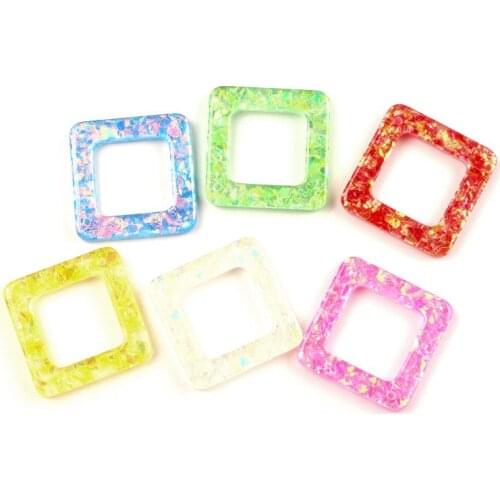 20Pcs 25x25mm Square With Holes Resin Cabochon Flatback Decoration Crafts Embellishments For Scrapbooking Diy Accessories