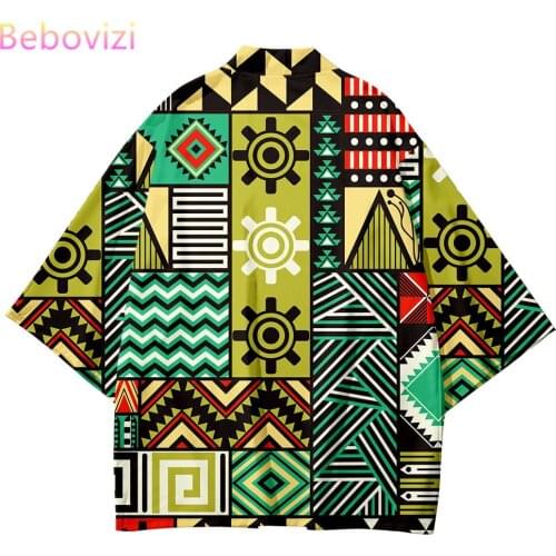 2021 Plus Size XXS-6XL Retro Geometry Loose Japanese Fashion Kimono Streetwear Cardigan Robe Women Men Haori Top Yukata Perform