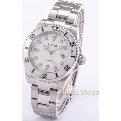 40mm Sapphire Crystal pour acier inoxydable Poignet Analogique montres Hommes Marque Horloge Waterproof white woman man watch