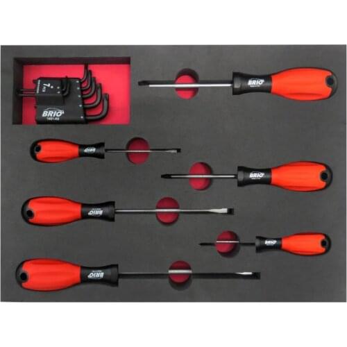 Brio Screwdriver Torx Phillips Flat Head Set 13 Piece Wrench Hex Nut Repair Set Made in Europe in Sponge Mould Europeand Qualit