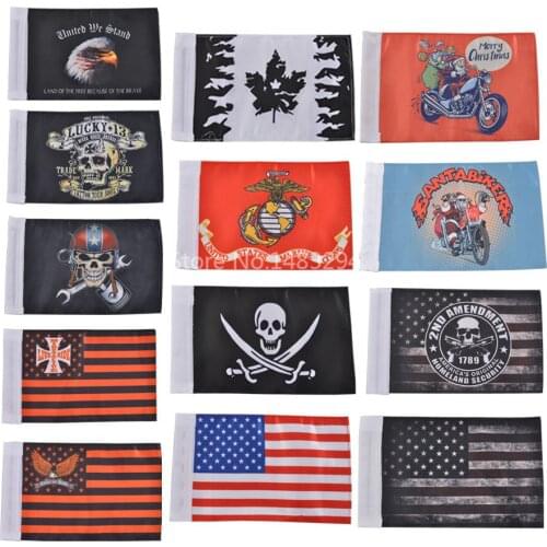 New 13 Styles License Plate Holder Frame Double Metal Pole Flag & Mast Kit Fit For Decorative Motorcycles Universal