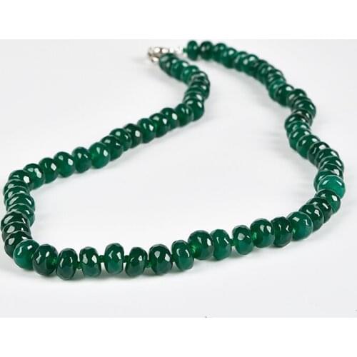 The 5*8 mm satiation Green for evening wear and dignified Malay jasper necklace