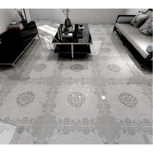 PVC gray geometric cement brick antique brick non-slip waterproof self-adhesive 3D floor sticker tiles bathroom 3D wallpaper