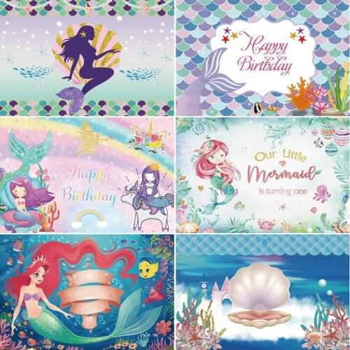 Happy Birthday Beautiful Mermaid Background Animation Birthday Party Decoration Photography Photo Studio Studio Props Background