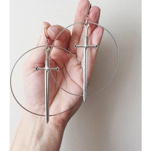 Sword Excalibur Statement Earrings classical Occult Dark Gothic Jewelry Dagger Women Fashion Gift Classics New 2020 Exaggerate