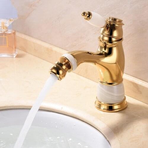 Gold Finish single handle jade-stone bathroom Bidet faucet SEX faucet mixer tap new deck mounted