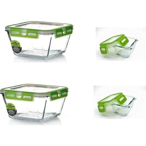 Pasabahce Storemax Glass Locked Storage Container 4 Pcs 2 Size