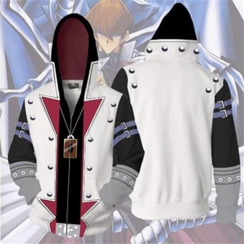 1pcs Yu-Gi-OH Anime Hoodie Sweatshirt Seto Kaiba Cosplay Hooded Coat Jacket Costume Decor for Women Men Christmas Gift