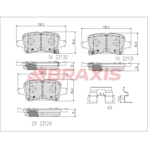 BRAKE BALATASI REAR OPEL ASTRA K 15 39037199 BRAXIS AA0655