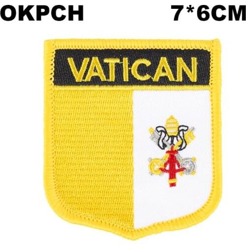 Vatican Shield Shape Iron-on Flag Patch Embroidered Saw on Badges Patches for Clothing PT0058-S