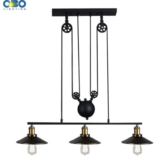 Vintage 3 Head Iron Pendant Lamps American Bar Pendant Lights Coffee House Indoor Lighting Cord Wire E27 Lamp Holder 110-240V
