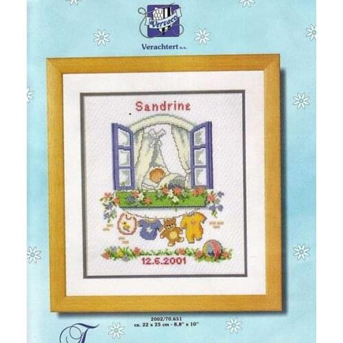 Cross stitch Handmade 14CT Counted Canvas DIY,Cross-stitch kits,Embroidery Vervaco 70.651- Baby Birth Certificate 29-32