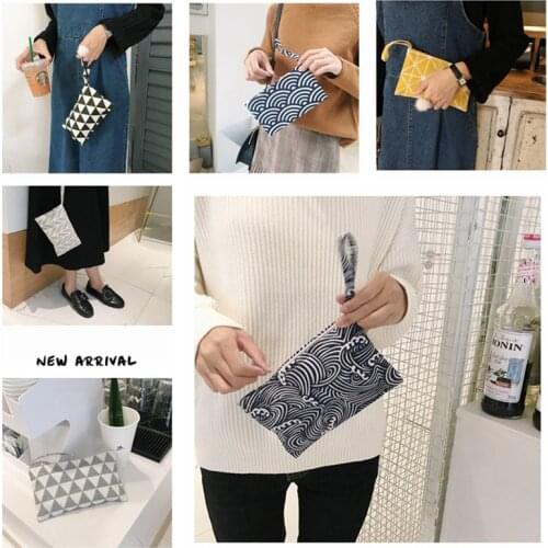 Boutique Japanese Women Cotton Fabric Cloth Wallet Hand Bag Creative Small Coin Purse Bag Cell Phone Key Bag