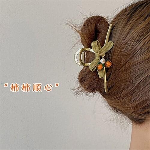 Ruyi super fairy temperament plate hair strawberry catch clip female summer large hair clip back head pearl shark clip headdress