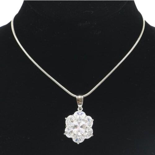 SheCrown White Sapphire Wedding Ladies Gift 925 Silver Earrings 37x14mm