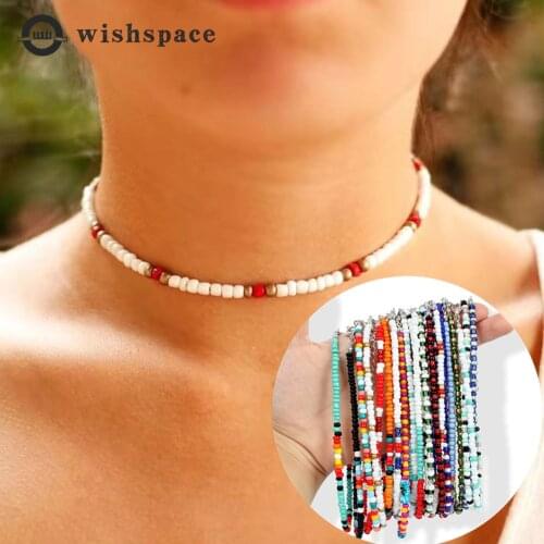 Wishspace m new Bohemian glass bead spring and summer women fashion necklace jewelry wholesale