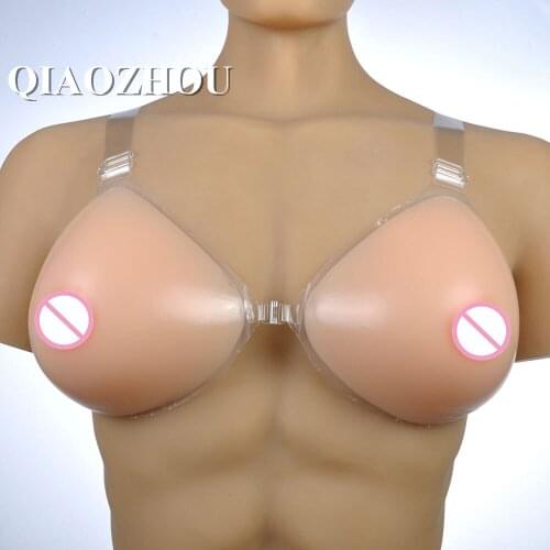 1200g realistic breast forms dd for men transgender and crossdressing fake silicon boobs with straps triangle nude skin suntan