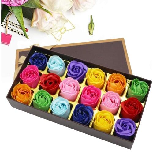 18pcs Scented Rose Flower Petal Bath Body Soap Wedding Party Valentines Day Gift Home Decoration Holding Flowers Flor De Jabon