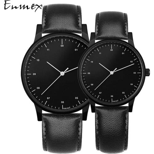 2020 gift Enmex wristwatch black lover watch genuine leather watch couple watch face brief casual quartz fashion watch