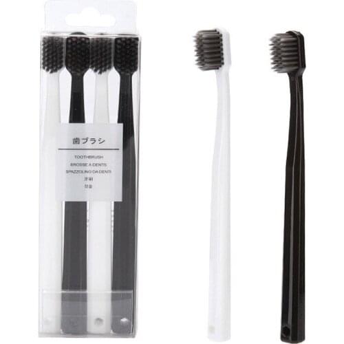 4Pcs/Bag White+Black Lover Toothbrush Bamboo Charcoal Soft Toothbrush Oral Dental Care Nano Brush Fashion Black Head TeethBrush