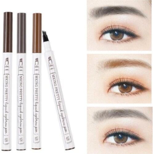 3Colors 4 Fork Eyebrow Pen Waterproof Eyebrow Tattoo Pencil Lasting Natural Light Brown Liquid Eye Brow Pen Not Easy To Smudge