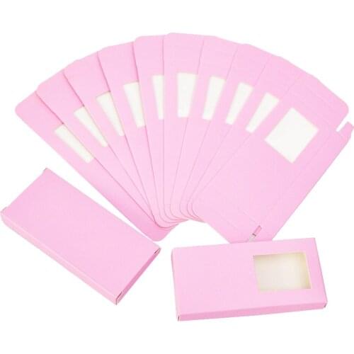 50/pcs Wholesale Paper False Eyelash Packaging Box Lashes Box Packaging Custom Faux Cils 25mm Mink Eyelashes Makeup Pink Cases