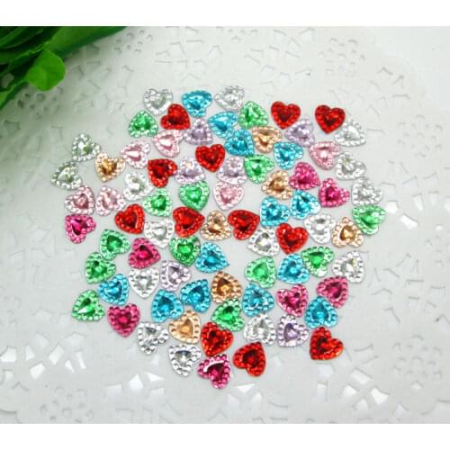 500Pcs 8mm Mixed Double Heart Shiny Resin Decoration Crafts Beads Flatback Cabochon Scrapbook DIY Embellishments Accessories