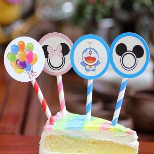 6pcs Mickey Mouse Cartoon Cake Tag Birthday Cake Decoration Card Lollipop Party Flag Happy Birthday Cake Topper Cake Supplies
