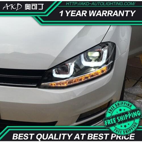 AKD tuning cars Headlight For VW Golf7 Golf 7 MK7 Headlights LED DRL Running lights Bi-Xenon Beam Fog lights angel eyes Auto