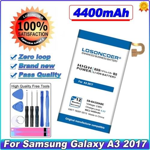 LOSONCOER 4200mAh EB-BA320ABE Battery For Samsung Galaxy A3 2017 A320F Cell Phone Battery