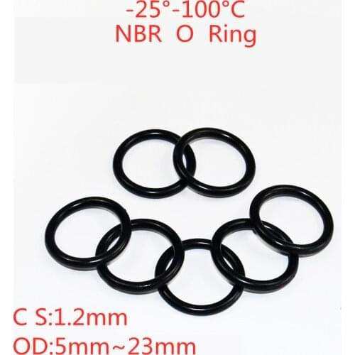 Car nitrile rubber gasket, black CS 1.2mm O-ring OD 5mm ~ 23mm NBR, corrosion resistant O shape, sealing washer